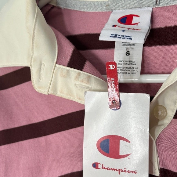 Champion Pink Long Sleeve Striped Rugby Top - Picture 5 of 5